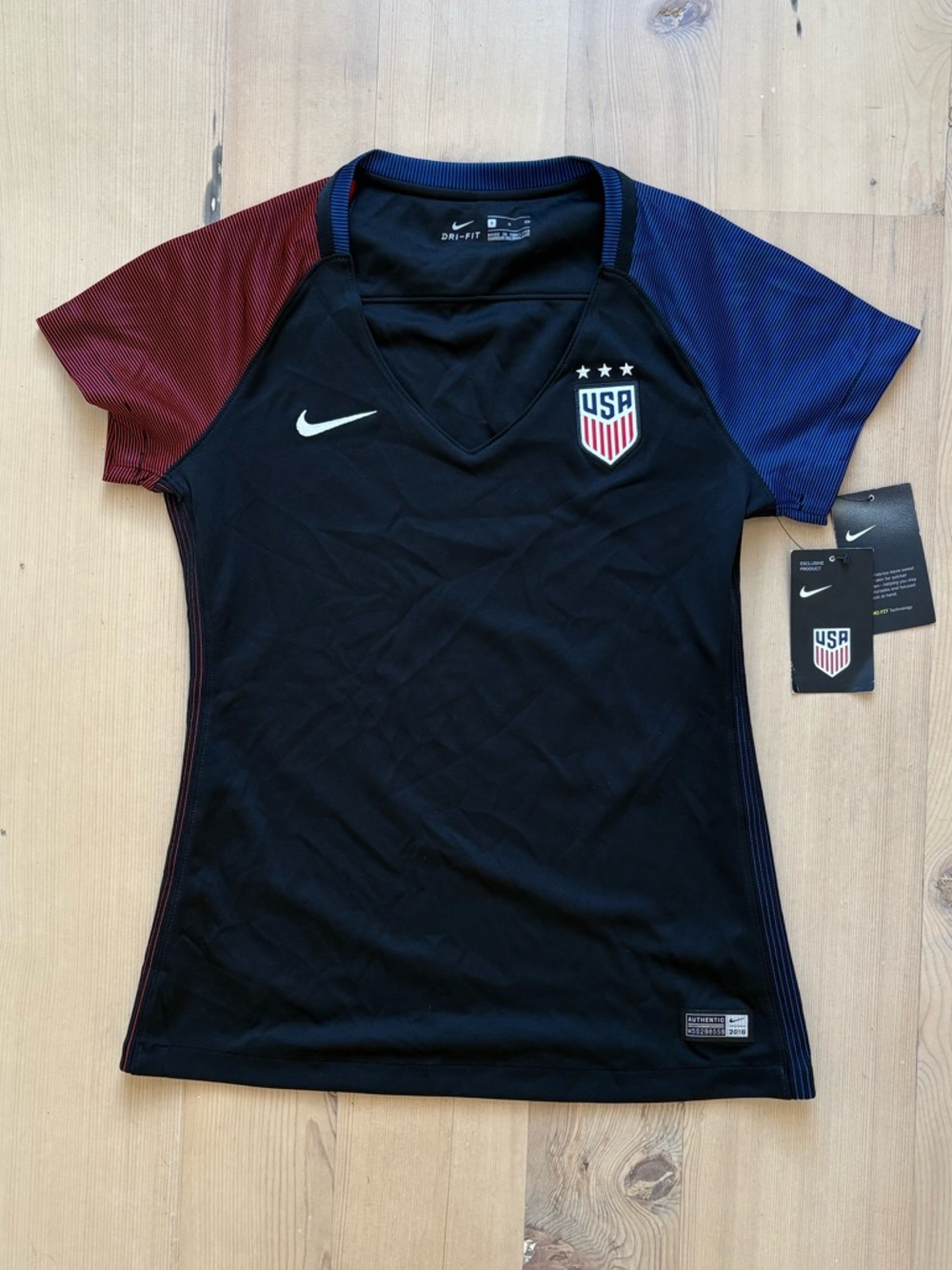 Nike USA Soccer Jersey - Black with Blue Sleeves - Olympics / FIFA World Cup - Picture 2 of 9